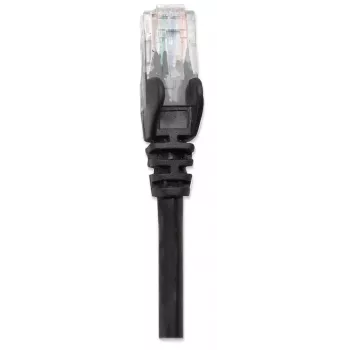 Cabo de rede Intellinet, Cat6, 5 m, preto, CCA, U/UTP, PVC, RJ45, contactos banhados a ouro, sem patilha, bainha moldada, garantia vitalícia