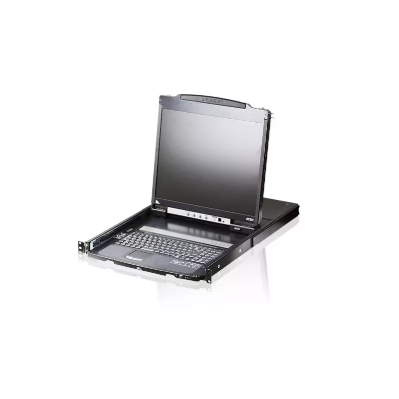 ATEN CL6708MW consola KVM de rack DVI de 8 portas, 17,3 polegadas (43,9 cm), 1920 x 1080 Full HD, USB, 1U, teclado francês, preta