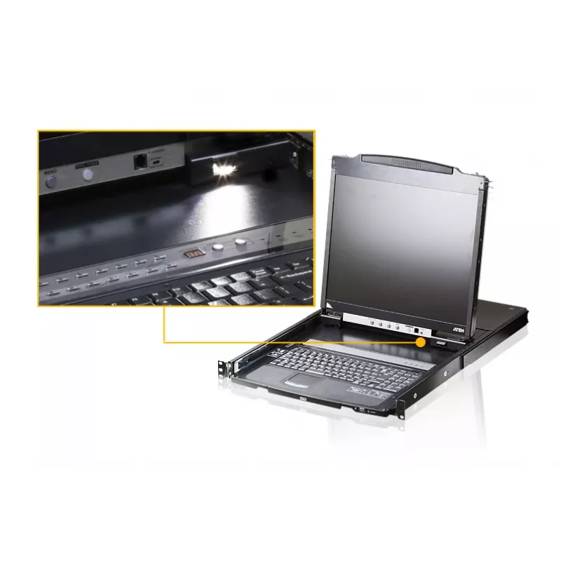 Consola de rack ATEN CL5800N 48,3 cm (19 inch) 1280 x 1024 píxeis metal preta 1U