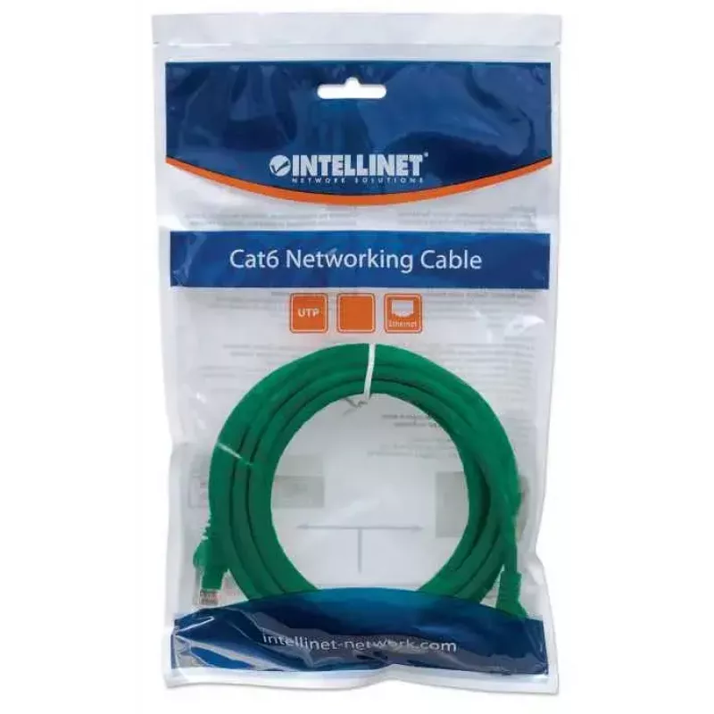 Intellinet 342469 cabo patch de rede, Cat6, U/UTP, RJ45, 0,5 m, moldado, verde