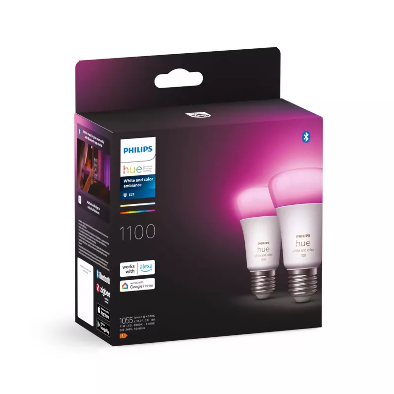 Lâmpada inteligente Philips Hue White and colour ambience A60 – E27 – 1100 (pack de 2)