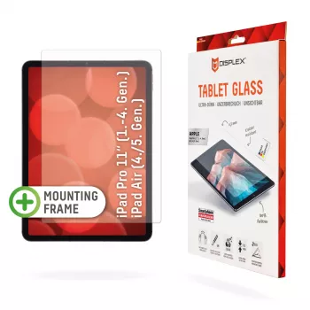 Displex Tablet Glass (9H) para Apple iPad Pro 11'' (1.ª/2.ª/3.ª/4.ª ger.)/Air (4.ª/5.ª ger.), moldura de montagem Eco, inquebrável, ultrafino, invisível