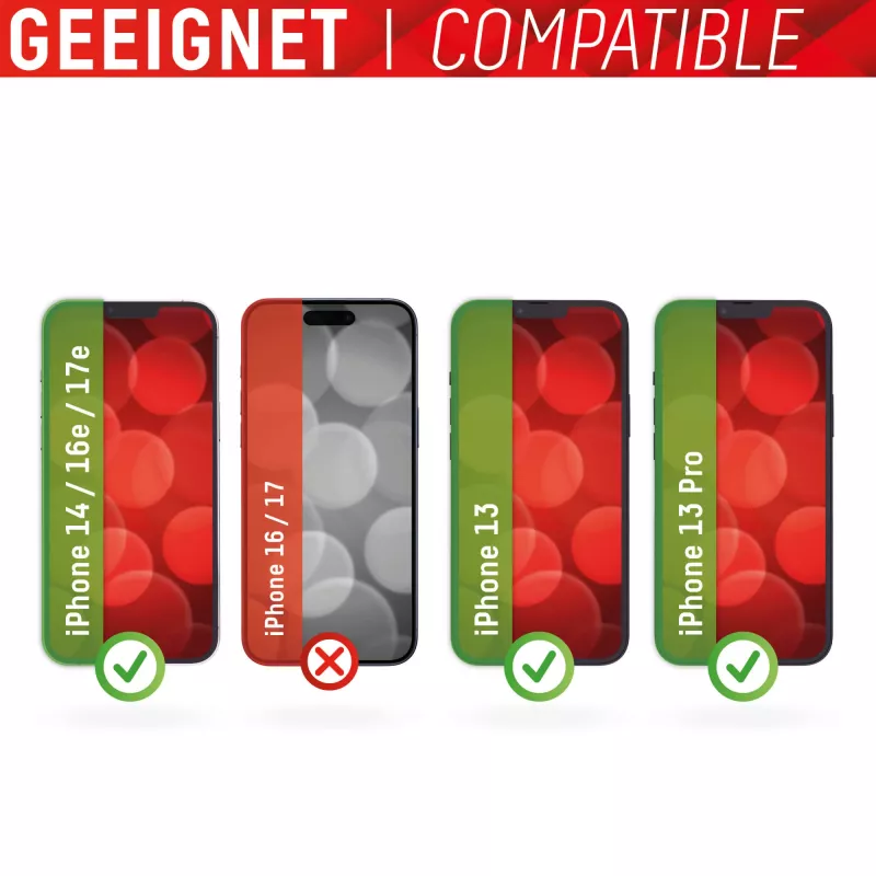Película protetora de ecrã Displex Premium (Full Cover, 10H) para Apple iPhone 13/13 Pro/14/16e/17e, moldura de montagem Eco, Full Cover