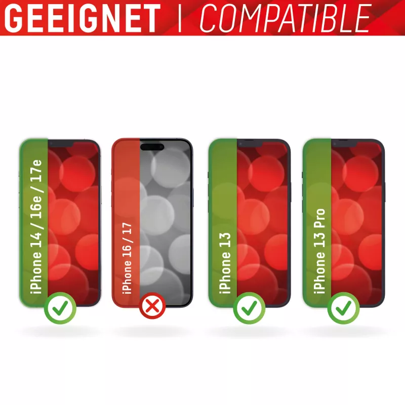 Displex Smart Glass (9H) para Apple iPhone 13/13 Pro/14/16e/17e, autocolante de montagem, inquebrável