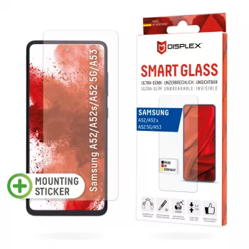Displex Smart Glass (9H) para Samsung Galaxy A52/A52(s) 5G/A53 5G, autocolante de montagem, inquebrável, ultrafino, invisível