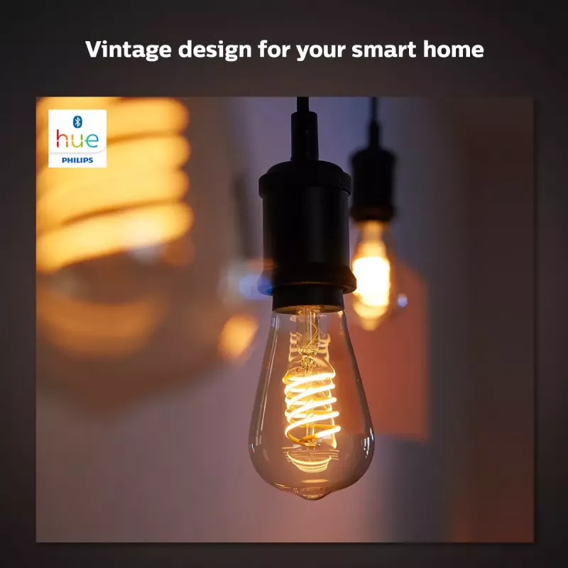 Lâmpada inteligente Philips ST64 Edison E27 Bluetooth/Zigbee, 7 W, transparente, 60×135 mm