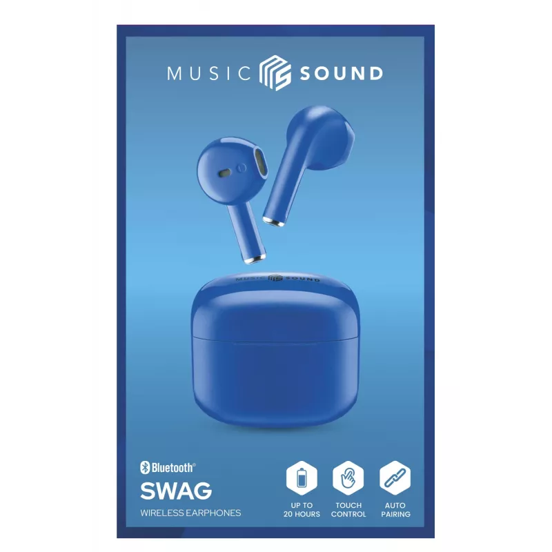 Music Sound SWAG Wireless Earphones – Auscultadores Bluetooth sem fios, forma de cápsula, turquesa