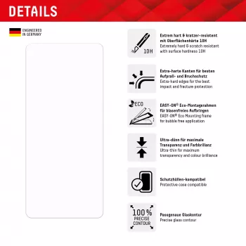 Vidro de proteção de ecrã Displex (10H) para Samsung Galaxy A54 5G, moldura de montagem Eco, resistente a riscos