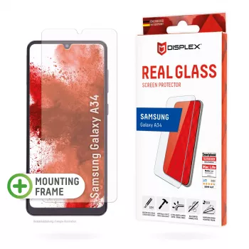 Película de proteção de ecrã Displex (10H) para Samsung Galaxy A34, moldura de montagem Eco, resistente a riscos