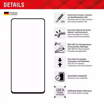 Película protetora de ecrã Displex Full Cover (10H) para Samsung Galaxy A54 5G, moldura de montagem Eco, Full Cover
