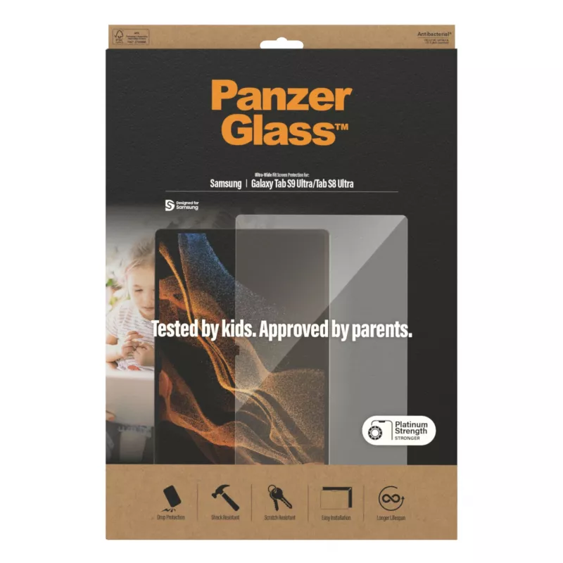 Película de proteção de ecrã PanzerGlass® Samsung Galaxy Tab S8 Ultra | S9 Ultra | Ultra-Wide Fit