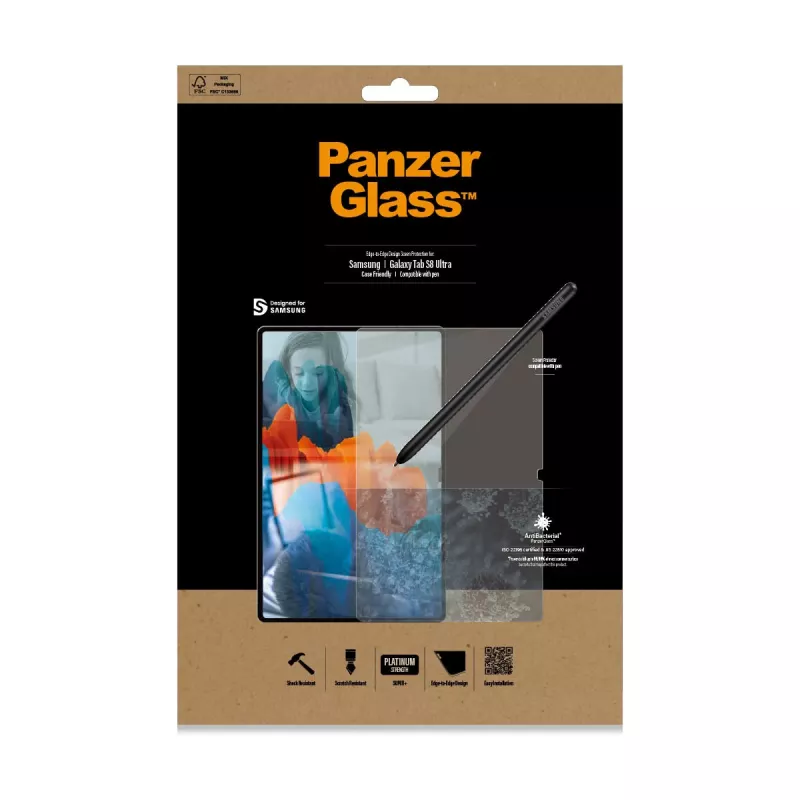 Película de proteção de ecrã PanzerGlass® Samsung Galaxy Tab S8 Ultra | S9 Ultra | Ultra-Wide Fit