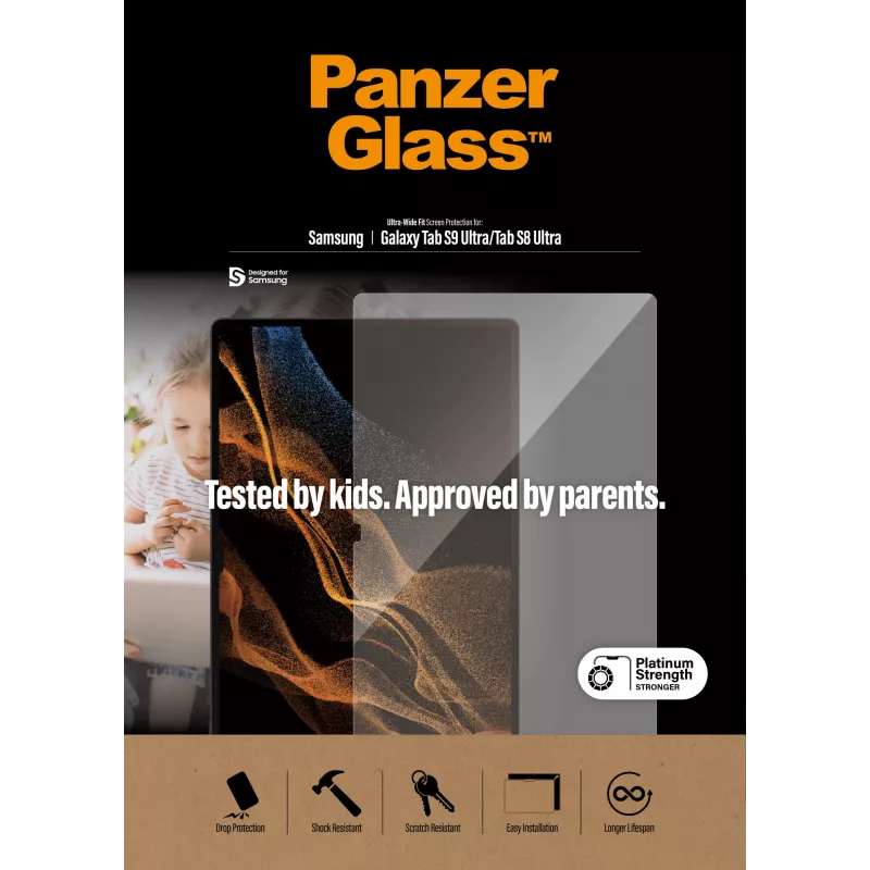Película de proteção de ecrã PanzerGlass® Samsung Galaxy Tab S8 Ultra | S9 Ultra | Ultra-Wide Fit