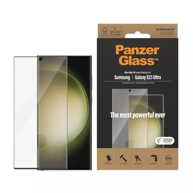 Proteção de ecrã PanzerGlass® Samsung Galaxy S23 Ultra | Ultra-Wide Fit