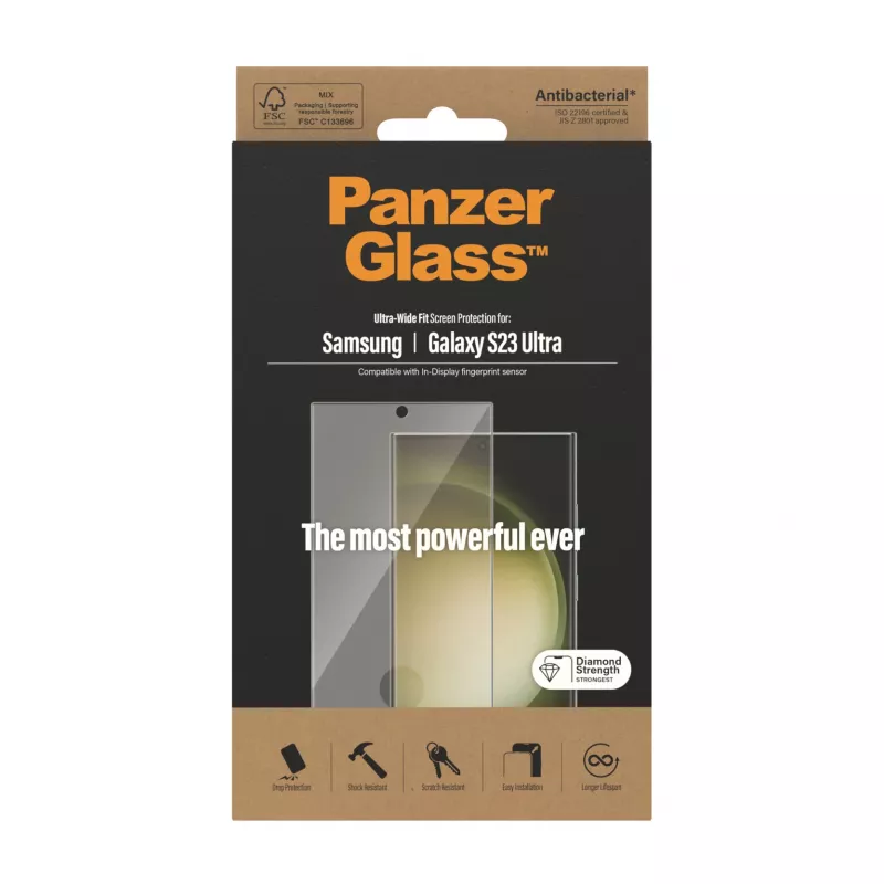 Proteção de ecrã PanzerGlass® Samsung Galaxy S23 Ultra | Ultra-Wide Fit