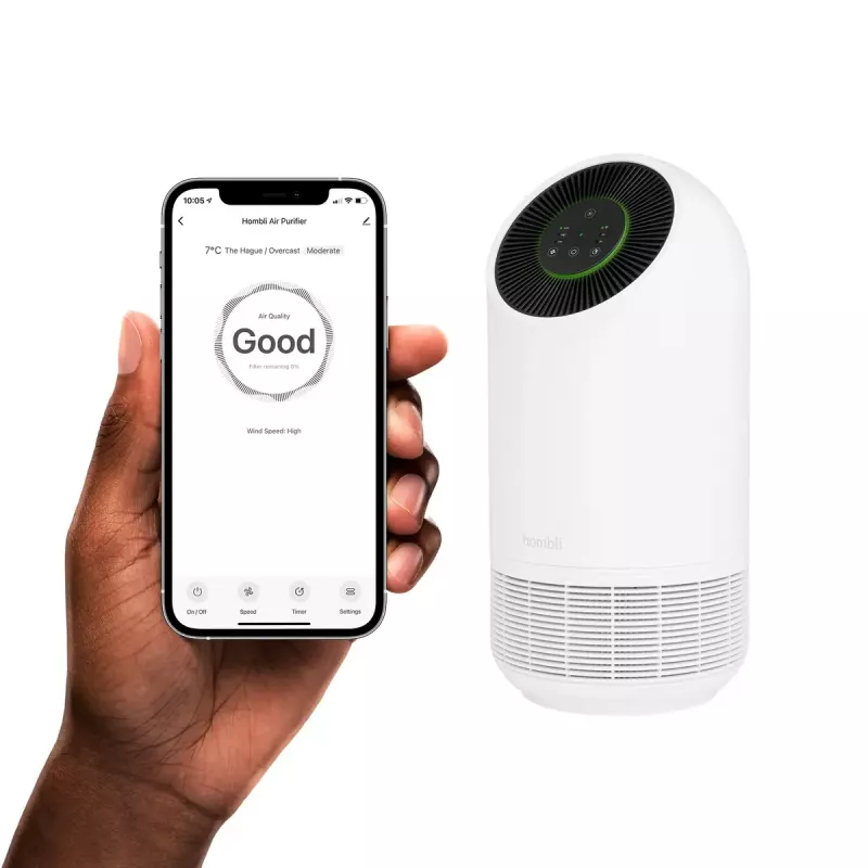 Purificador de ar Hombli Smart Air Purifier da Avanca International BV, nível de ruído 30 dB, disponível em branco e preto