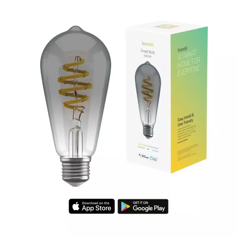 Lâmpada inteligente Avanca International BV Hombli HBEB-0211, Wi‑Fi, 5,5 W, cinzento, A19 (6,1×14,2 cm)