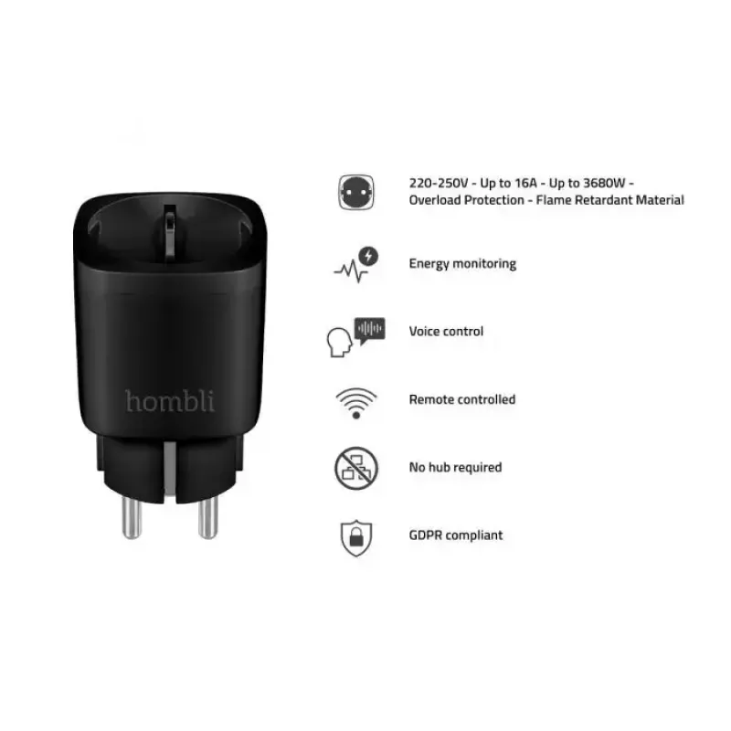 Hombli HBSS-0100 tomada inteligente, EU, preta