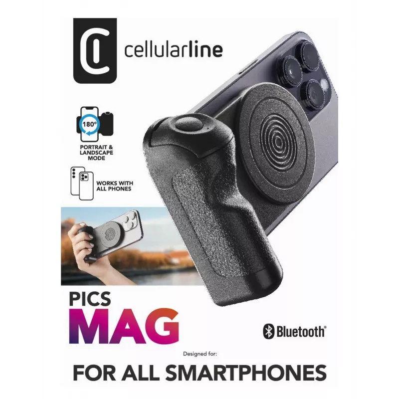 Suporte magnético Bluetooth Cellularline Pics Mag para gravações com smartphone