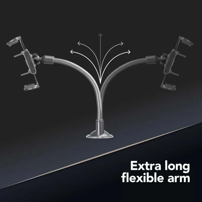 Suporte passivo universal com ventosa Sourcing Cellularline Hug Flexi XL para telemóveis, preto/cinzento