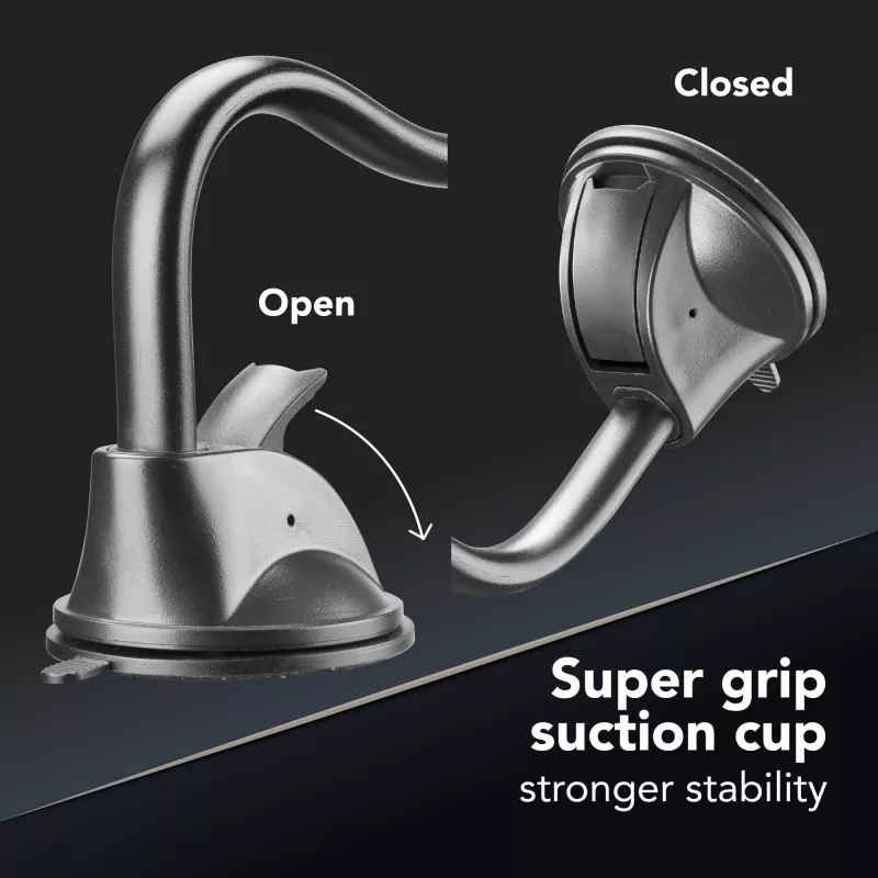 Suporte passivo universal com ventosa Sourcing Cellularline Hug Flexi XL para telemóveis, preto/cinzento
