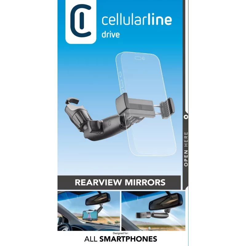 Suporte de automóvel Cellularline Spin Mirror preto suporte passivo