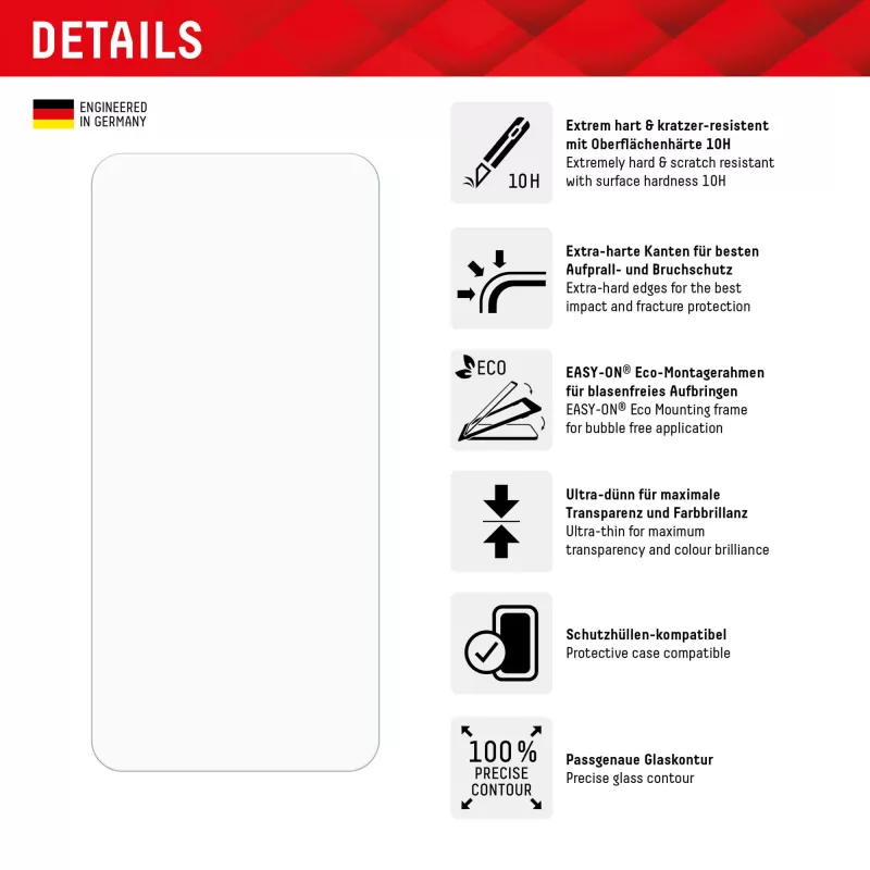 Película de proteção de ecrã Displex (10H) para Samsung Galaxy A35/A55 5G, moldura de montagem Eco, resistente a riscos