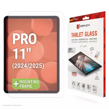 Vidro para tablet Displex (9H) para Apple iPad Pro 11'' (2025/2024), moldura de montagem Eco, inquebrável, ultrafino, invisível