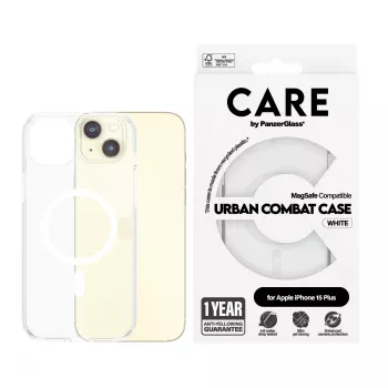 Capa PanzerGlass CARE™ by ® Urban Combat transparente com MagSafe branco iPhone 15 Plus