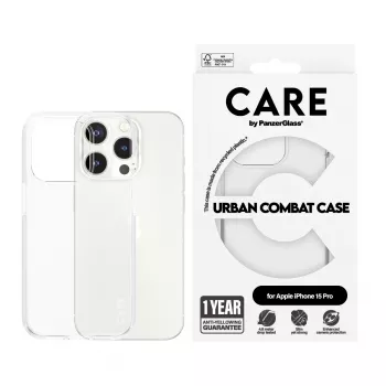 Capa PanzerGlass iPhone 15 Pro transparente Urban Combat Clear Frame