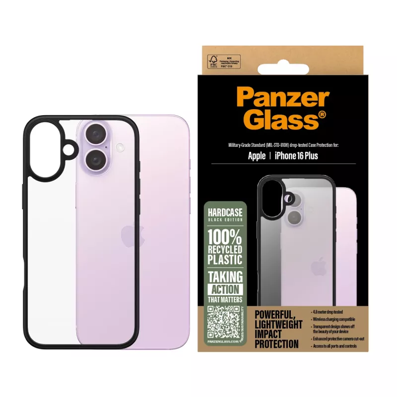 Capa PanzerGlass HardCase preto iPhone '24 6,7 polegadas transparente