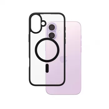 PanzerGlass ® HardCase transparente com MagSafe preto e moldura iPhone 16 Plus