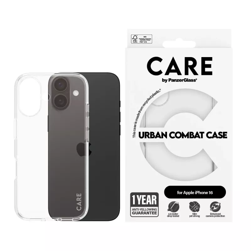 Capa PanzerGlass CARE by Flagship Capa Transparente Urban Combat iPhone '24 6.1 polegadas