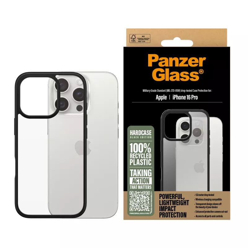PanzerGlass HardCase capa para iPhone 16 Pro, preta (1296)