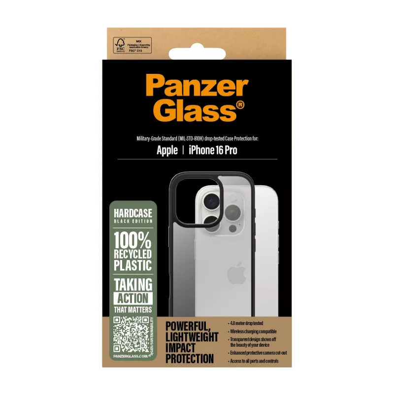 PanzerGlass HardCase capa para iPhone 16 Pro, preta (1296)