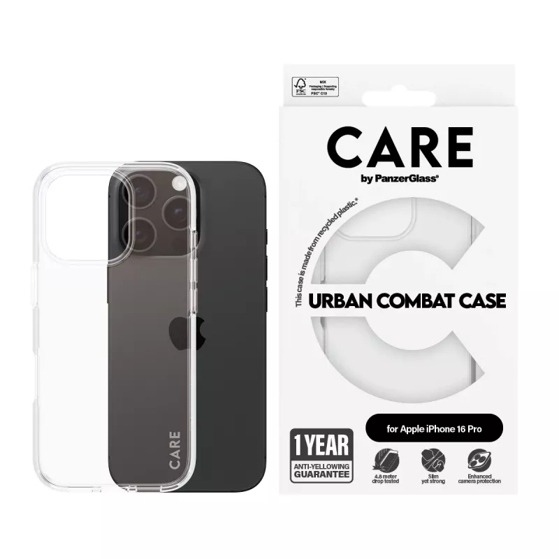 Capa PanzerGlass CARE by Flagship Capa Transparente Urban Combat iPhone '24 6.3 polegadas Pro