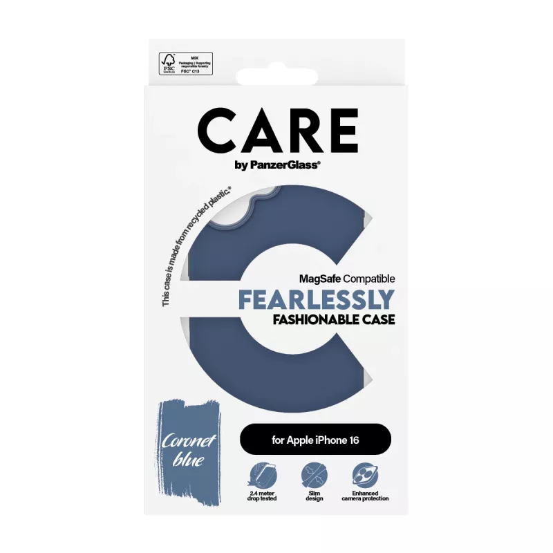 Capa PanzerGlass CARE by capa elegante azul c. MagSafe iPhone 16
