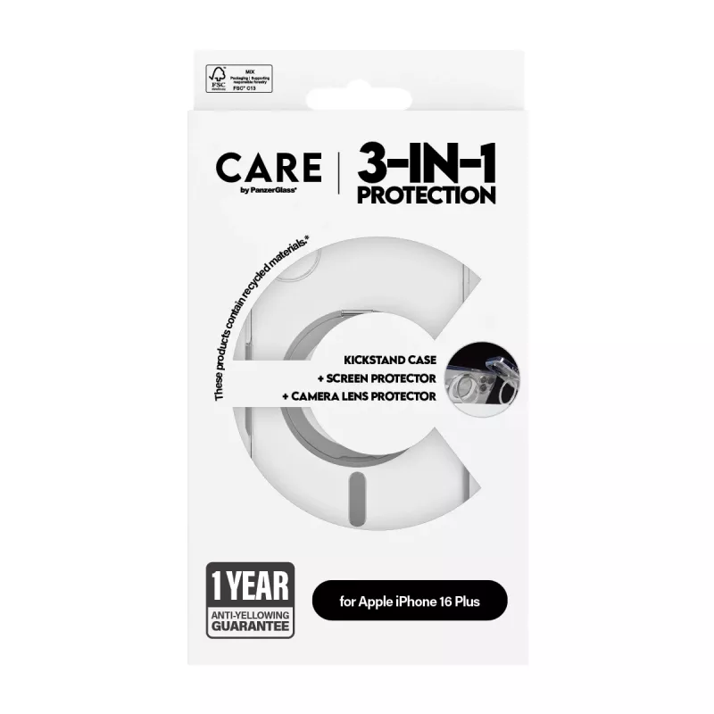 PanzerGlass CARE by ® Feature 3-in-1 conjunto cerâmico iPhone 16 Plus