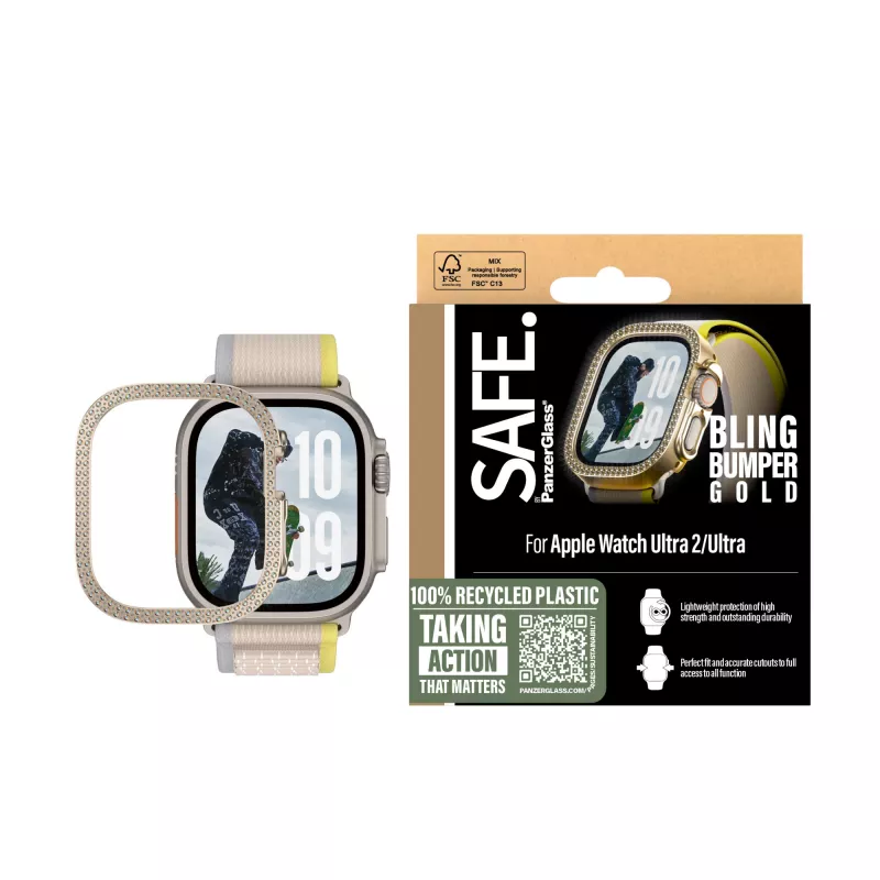 PanzerGlass SAFE. by ® Bling Bumper dourado Apple Watch Ultra 3 | Ultra 2 | Ultra | 49mm