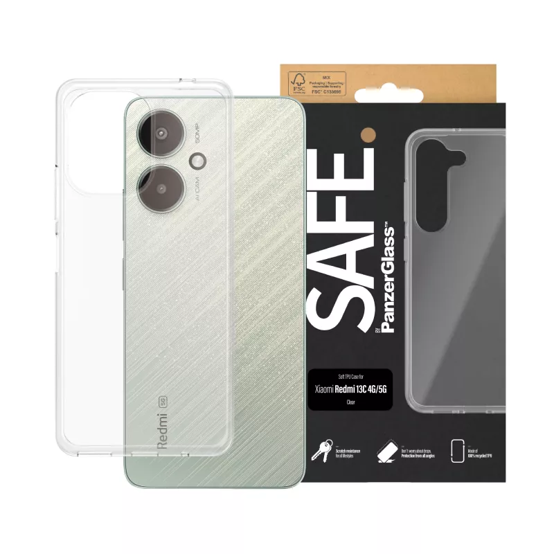 PanzerGlass SAFE. By ® capa TPU transparente para Xiaomi Redmi 13C
