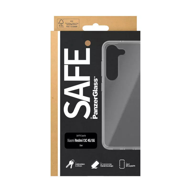 PanzerGlass SAFE. By ® capa TPU transparente para Xiaomi Redmi 13C