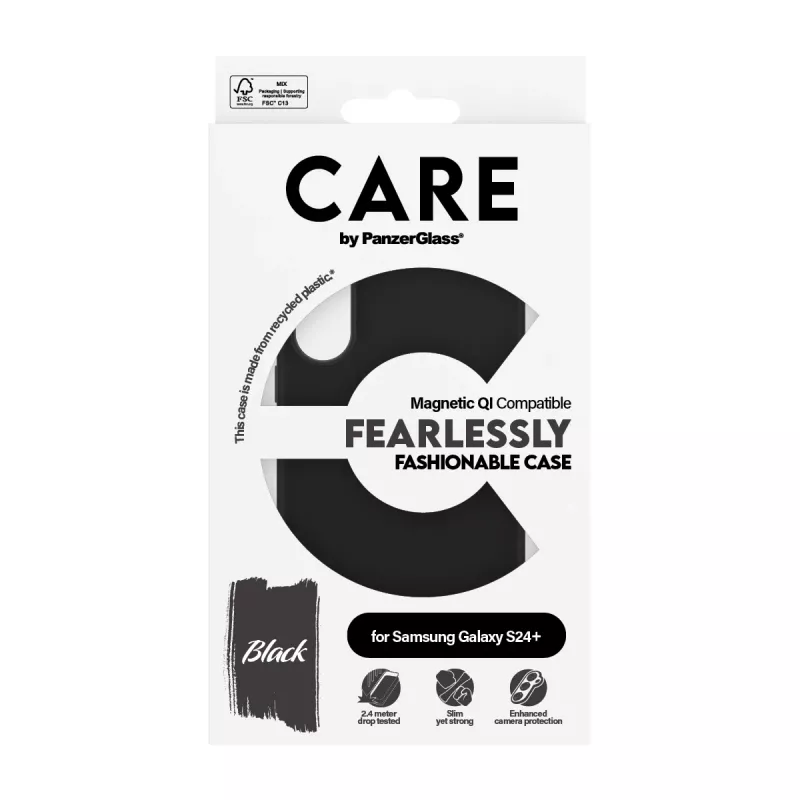 PanzerGlass CARE™ by ® capa preta c. compatível com Qi Samsung Galaxy S24+