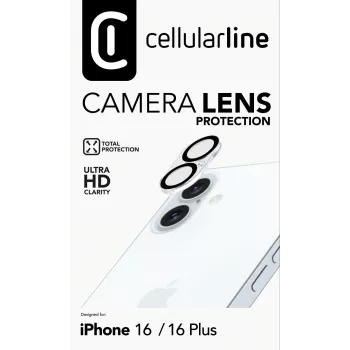 Cellularline lente de câmara - iPhone 16 proteção transparente resistente a riscos e impactos