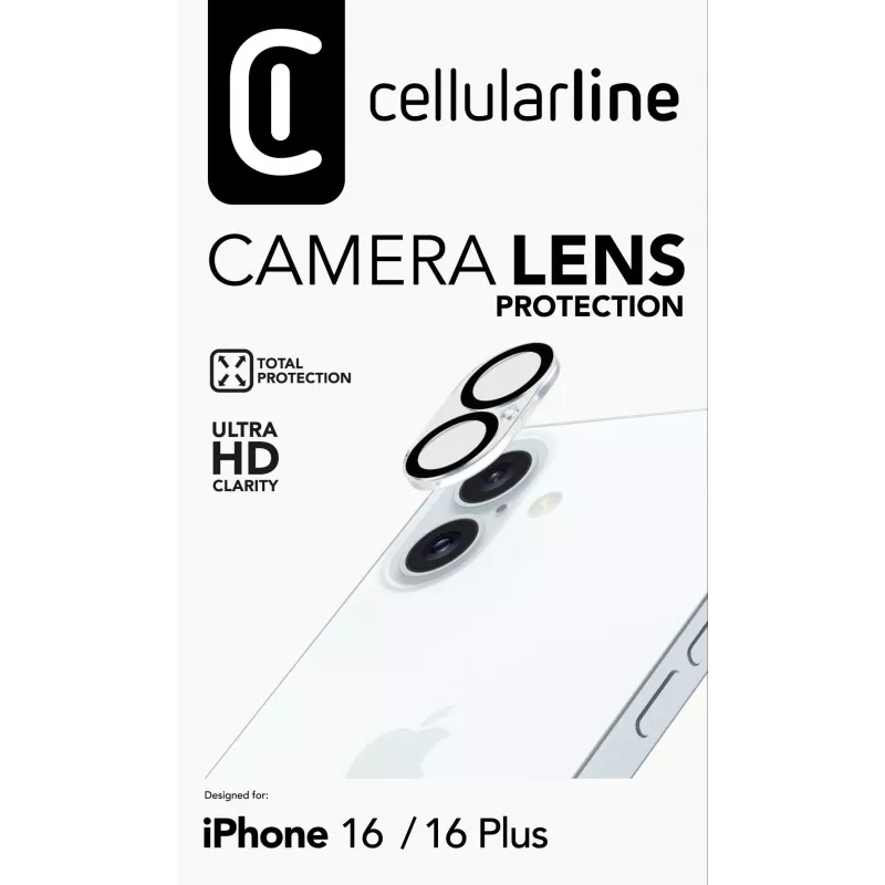 Cellularline lente de câmara - iPhone 16 proteção transparente resistente a riscos e impactos