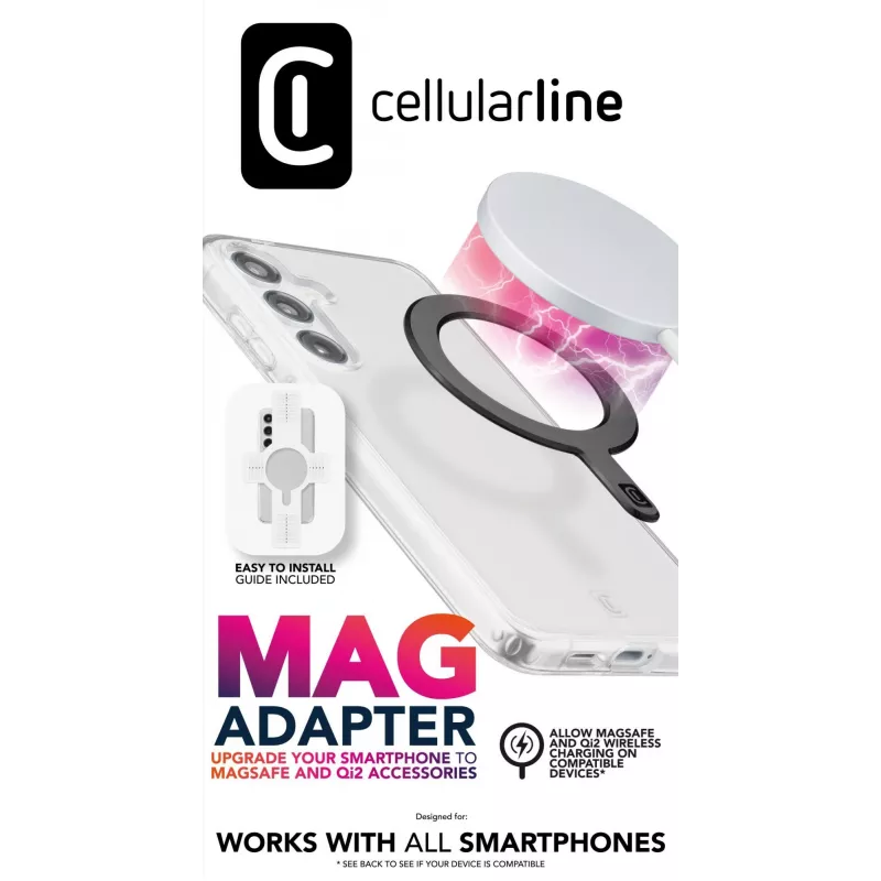 Adaptador Mag Cellularline anel magnético adesivo para smartphones, ativador do ecossistema MagSafe