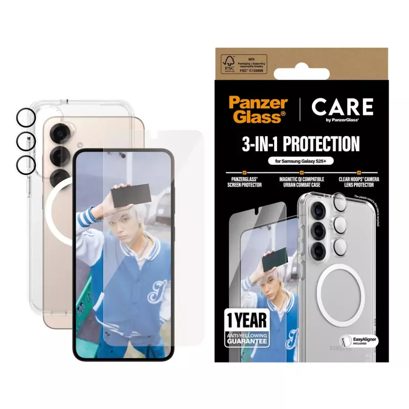 PanzerGlass ® | CARE by ® Flagship conjunto 3 em 1 Samsung Galaxy S25+