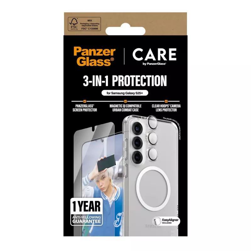 PanzerGlass ® | CARE by ® Flagship conjunto 3 em 1 Samsung Galaxy S25+