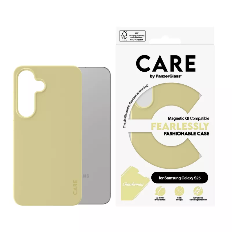 Capa PanzerGlass CARE™ by ® Case Chardonnay com compatibilidade Qi para Samsung Galaxy S25
