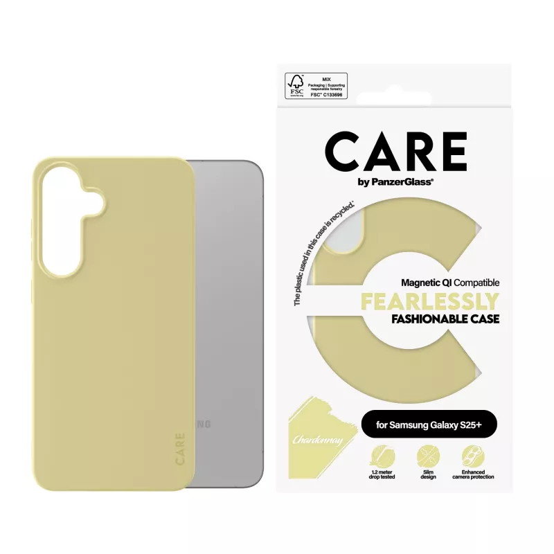 Capa PanzerGlass CARE™ by ® Case Chardonnay com compatibilidade Qi Samsung Galaxy S25+