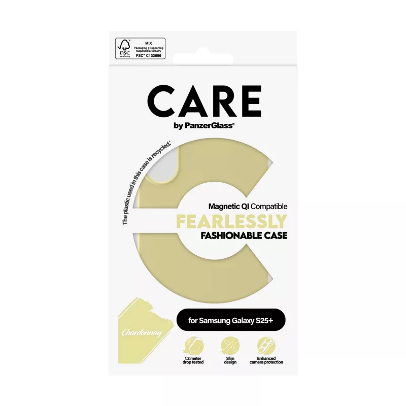Capa PanzerGlass CARE™ by ® Case Chardonnay com compatibilidade Qi Samsung Galaxy S25+